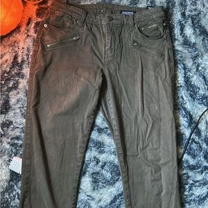 Kenneth Cole Olive Green Pants with Zipper Accents